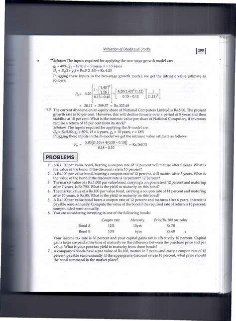 Sums of Valuation of Bonds and shares - V a lu a tio n o f B o n d s a ...