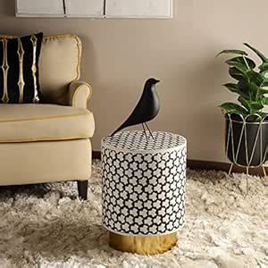 Low-Rise Small Mushroom Style White and Gold Side Table : Amazon.in ...