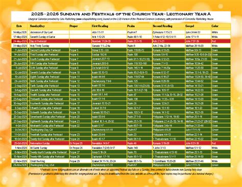 2025-2026 Liturgical Calendar (Year A) K-2026 | Sola Publishing