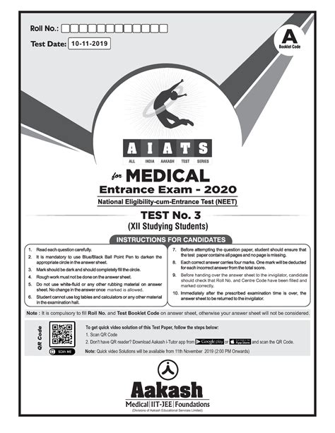 Aiats-2020 ( Oymcf) Test-03 Offline Code-A - 10-11-2019 A TEST No. 3 ...