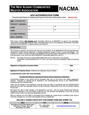 Fillable Online naccchoa ACH AUTHORIZATION FORM - bnaccchoabborgb Fax ...