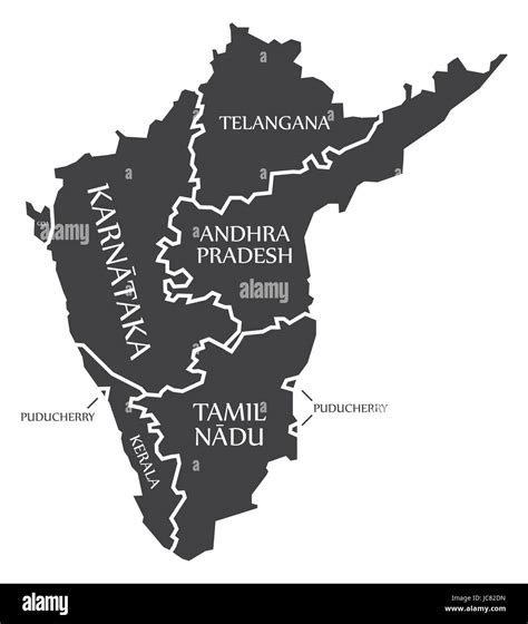 Southern states of India map illustration Stock Vector Image & Art - Alamy
