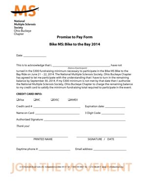 Fillable Online Promise to Pay Form - Bike MS - National Multiple ...