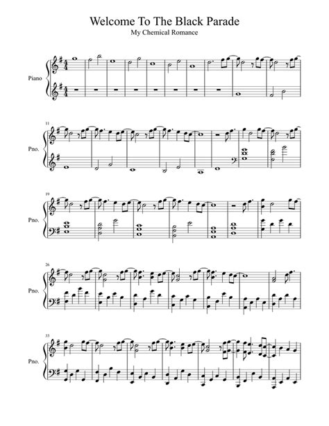 Welcome To The Black Parade Sheet music for Piano | Download free in ...