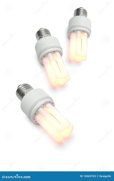 Glowing Warm Compact Fluorescent Light Bulbs Stock Image - Image of ...