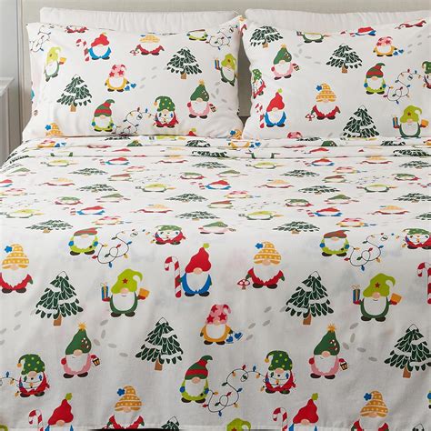 Amazon.com: Great Bay Home Christmas Flannel Sheet Set Twin Size - 100% ...