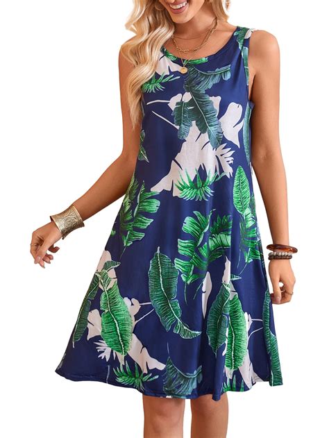 Fancyglim Summer Floral Sundress, Sleeveless Swing Beach Tank Dress ...