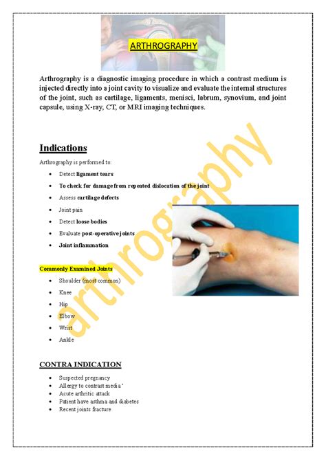 ARTH 101: Comprehensive Guide to Arthrography Procedures - Studocu