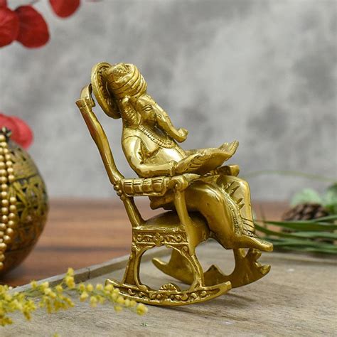 Buy Stylish Brass Rocking Chair Ganesha Online in India - Mypoojabox.in