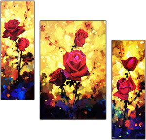 pnf Floral Flower Set of 3 MDF Panel-0383- Digital Reprint 12 inch x 9 ...