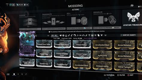 Image result for Warframe Mod Screen