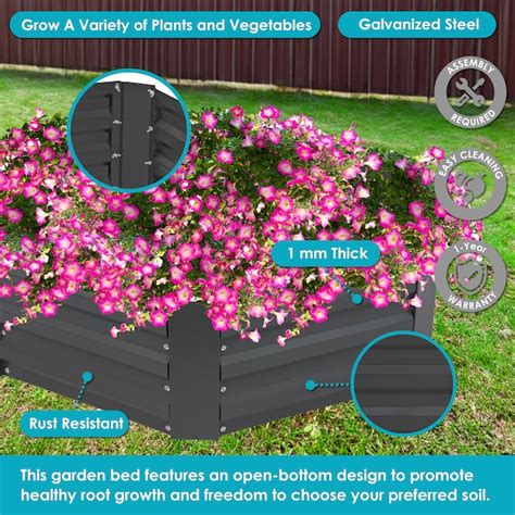 Sunnydaze Decor 41-in W x 35-in L x 12.25-in H Elevated Gray Galvanized ...