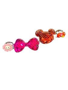 Azotiquee Minnie & Bow Shape Hair Clips & Rings For Kids (Set of 2 Hair ...