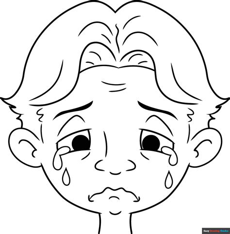 Crying Face Coloring Page | Easy Drawing Guides