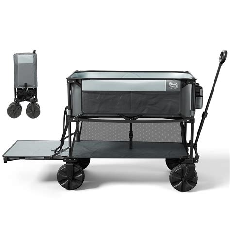 TIMBER RIDGE Folding Double Decker Wagon, Heavy Duty Collapsible Wagon ...