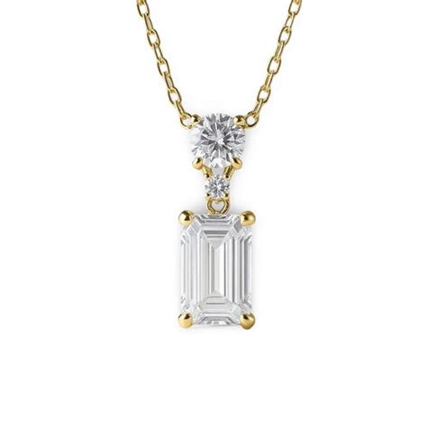Rya Emerald Cut Lab Diamond Pendant in Gold | Jewelslane