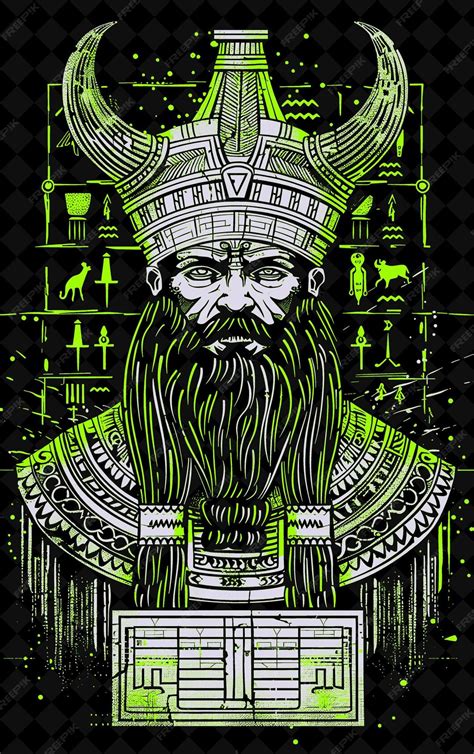 Mesopotamian Priest Man Portrait Wearing a Kaunakes and Horn Vivid ...