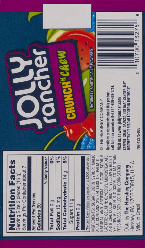 Jolly Rancher Chews Nutrition Label | Besto Blog