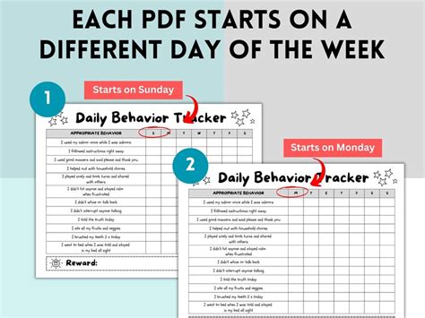 Buy Daily Behavior Chart for Kids Printable, Good Behavior Tracking ...