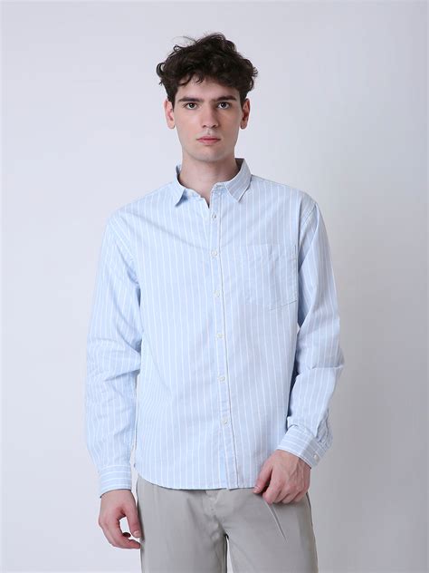 SKY BLUE OXFORD STRIPED SHIRT