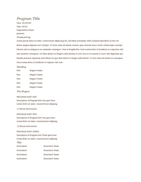 Image result for Formal Event Program Layout