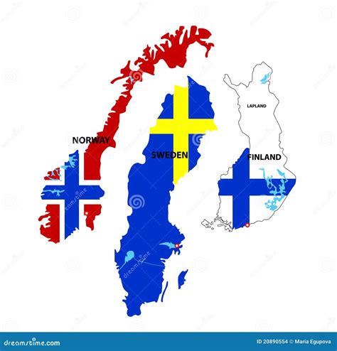 Isolated Maps of Norway, Sweden and Finland Stock Vector - Illustration of maps, bitmap: 20890554