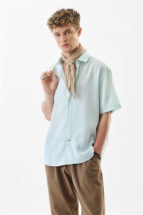Buy Men's Relaxed Fit Linen Blend Stripes Light Green Shirt Online ...