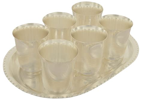 Buy Arya Silver Plated Stainless Steel Glasses with Tray Set for ...