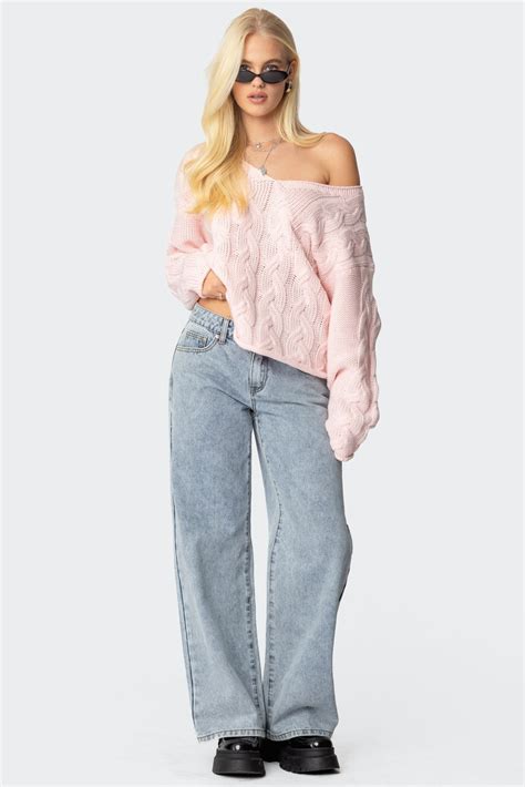 Inga Oversized Cable Knit Sweater – edikted