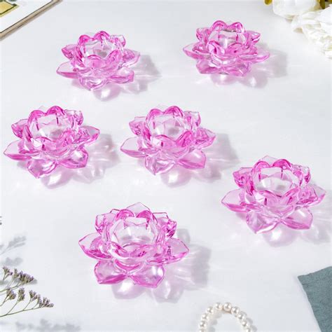 Lotus Glass Tea Light Holder Purple Set of 6 Online - Premium Candle ...