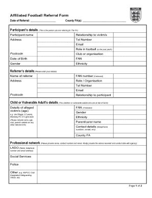 Fillable Online Affiliated Football Referral Form Fax Email Print ...