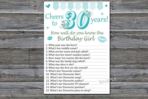 35th birthday how well do you know the birthday girl adult birthday ...