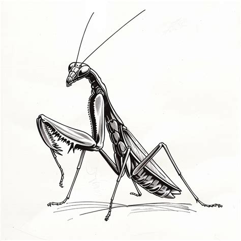 Premium Photo | Praying Mantis isolated pencil drawing on white paper ...