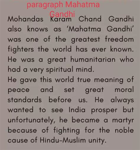 write a paragraph on mahtma Gandhi - Brainly.in
