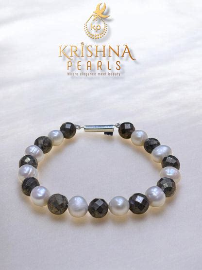 Pyrite Stone & Pearls Bracelet – Sri Krishna Pearls