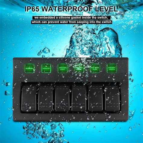 Buy 6 Gang Waterproof Rocker Switch Panel, 12V/24V Marine Switch Panel ...