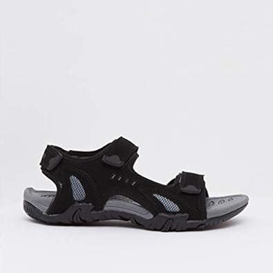 shoexpress Men's Textured Floaters with Hook and Loop Closure Black ...