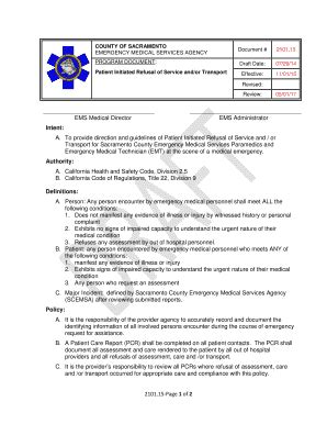 Fillable Online Patient Initiated Refusal of Service andor Transport ...