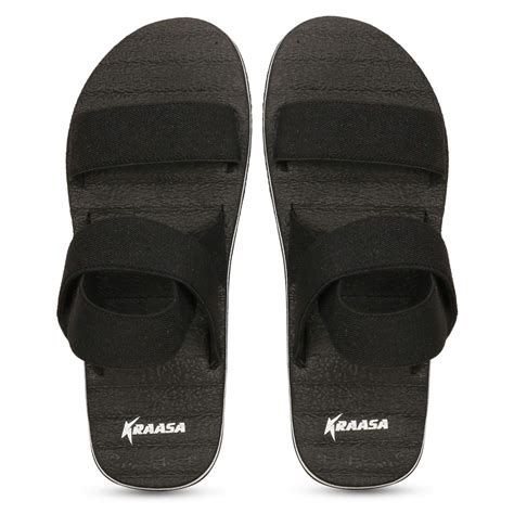 Kraasa Sandals For Men Black UK 9 : Amazon.in: Fashion