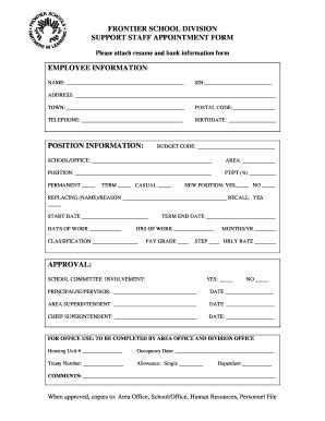 Fillable Online SUPPORT STAFF APPOINTMENT FORM Fax Email Print - pdfFiller