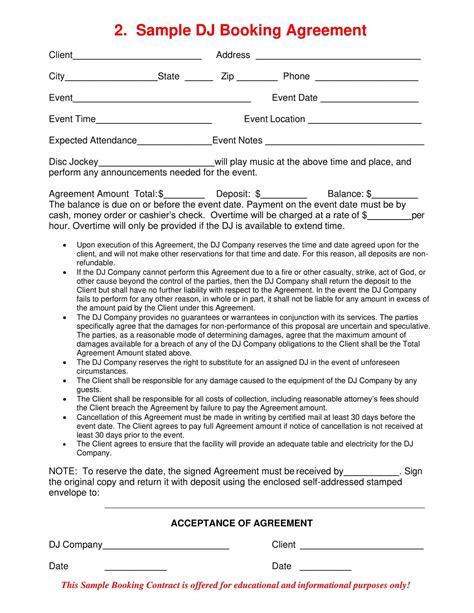 Dj Contract Template Google Docs
