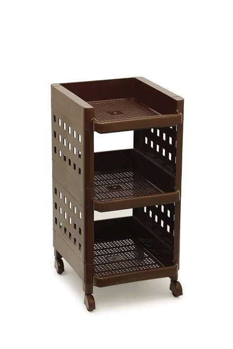Selvel Plastic Multipurpose Utility Racks, 3 Tier, Brown : Amazon.in ...