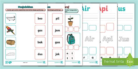 Booklet Keterampilan Membaca Kosakata Tiga Huruf - Twinkl