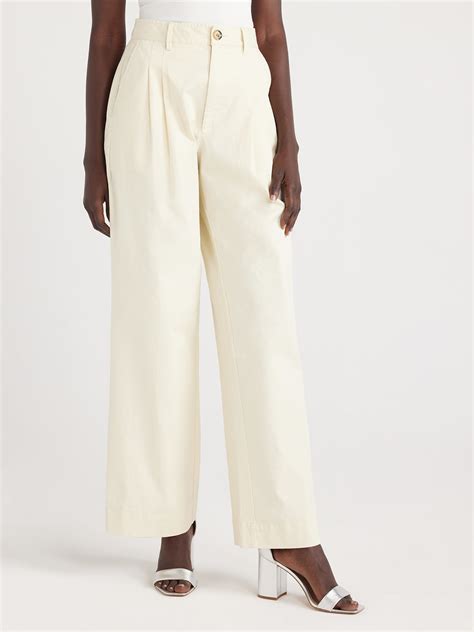 Free Assembly Women's Wide Leg Chino Pants, High Rise, 31 Inseam, Sizes ...