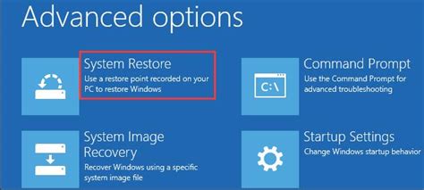 Image result for Advanced Options System Restore Windows 1.0
