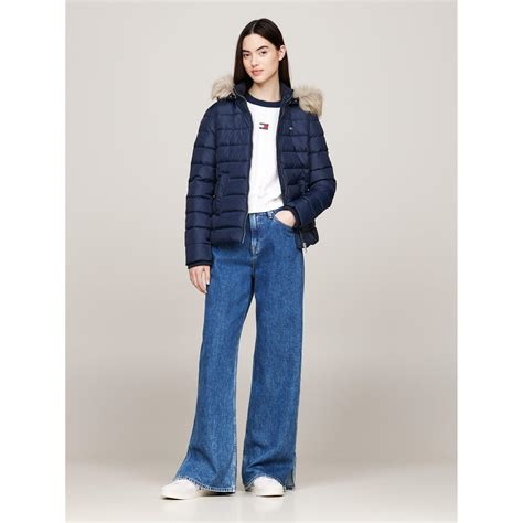 Tommy Jeans Women's Essential Quilted Wind Resistant Faux Fur Hood RDS ...