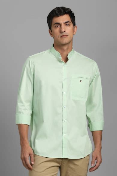 Buy Men Green Solid Full Sleeves Casual Shirt Online - 39916374 | Louis ...