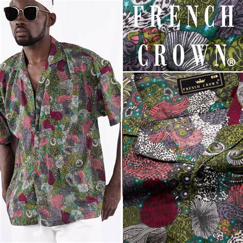 Sycamore Green with Deep Blush Pink Formal/Casual Prints Premium Cotton ...