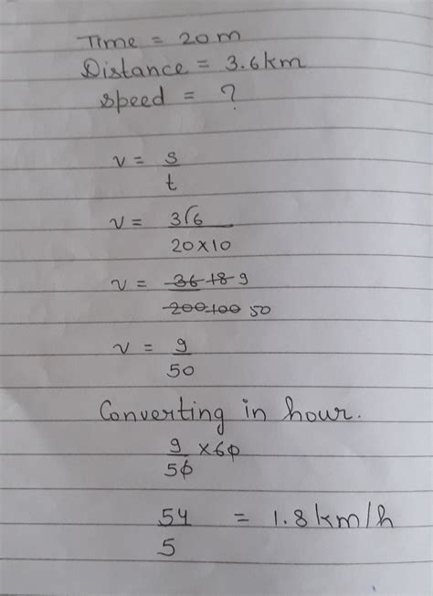 Sharon takes 20 minutes to cover a distance of 3.6 kilometers on a ...