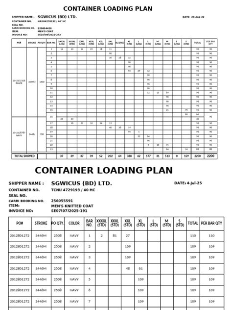 Image result for Container Loading Plan